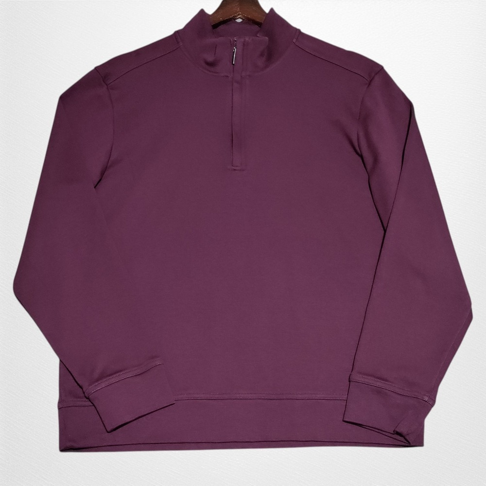Tommy Bahama Sweater Mens Medium Quarter Zip 100% Pima Cotton Pullover Run Berry